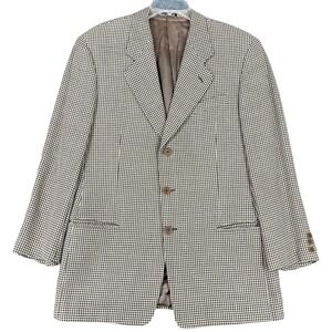 Giorgio Armani Le Collezioni Blazer Mens 41R Houndstooth Wool Linen Sport Coat